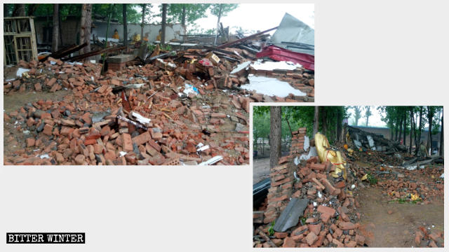 Le temple Laonai après sa destruction le 17 avril.