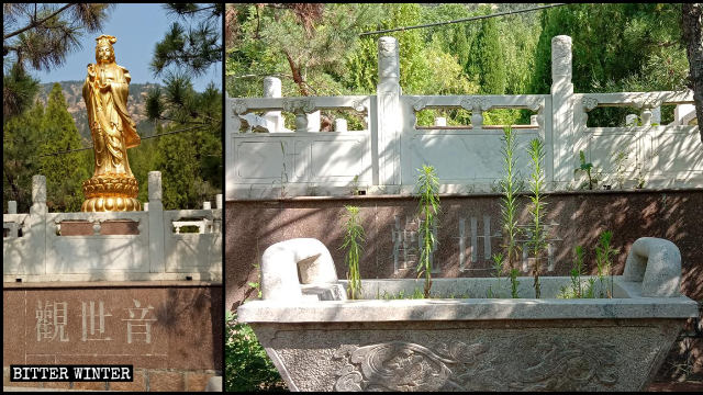 La statue de Guanyin a été retirée dans un temple bouddhiste à Dabei.